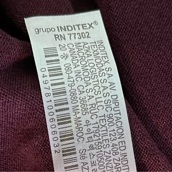 NWT Zara Form Fitting Long Sleeve V-neck Dress.  Size Medium.  Red/Brown - Picture 4 of 5